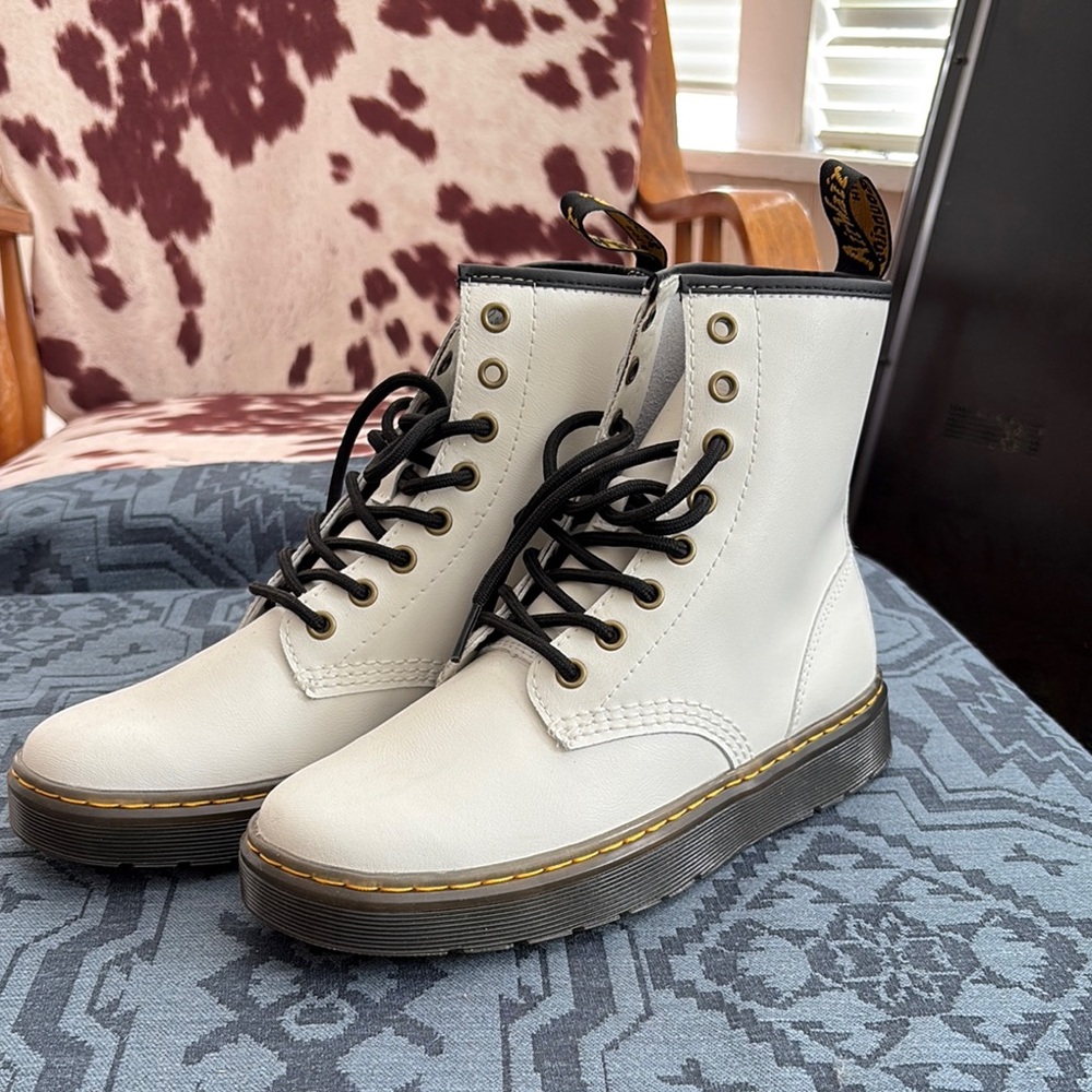 Dr. Martens White and Black Combat Boots